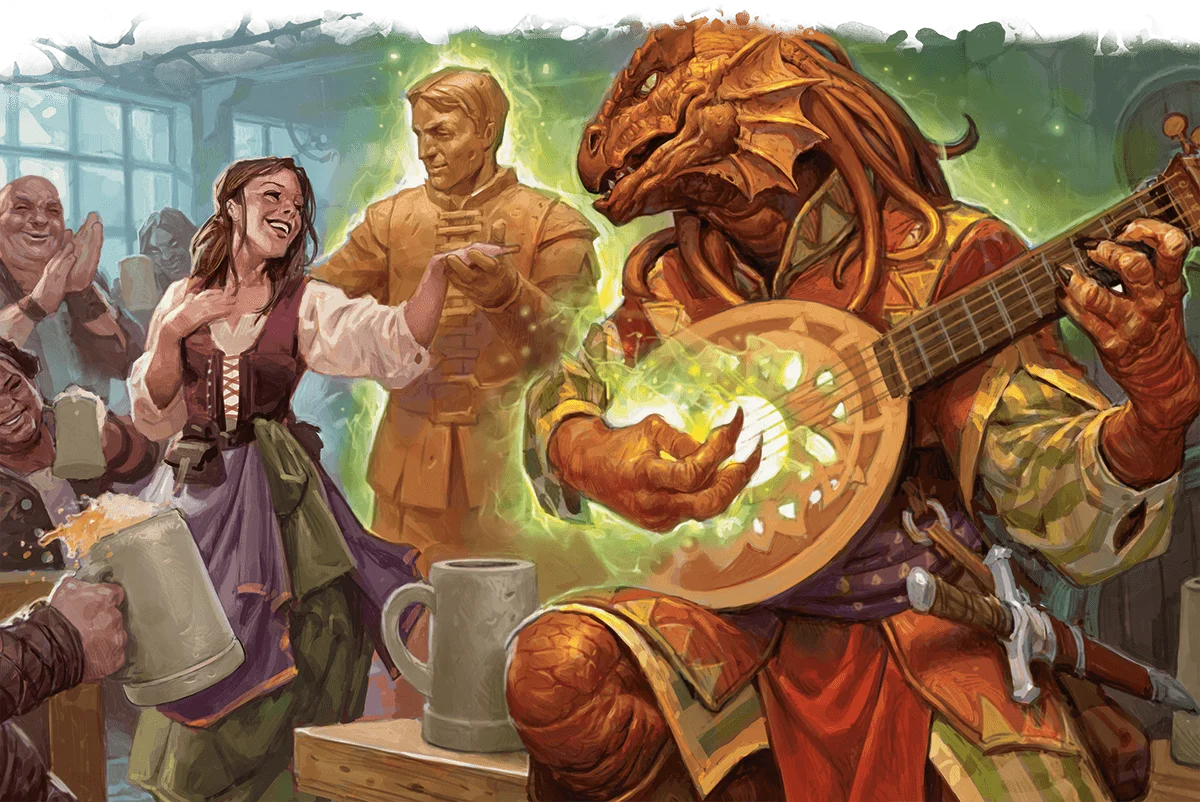 A dragonborn bard of the C...