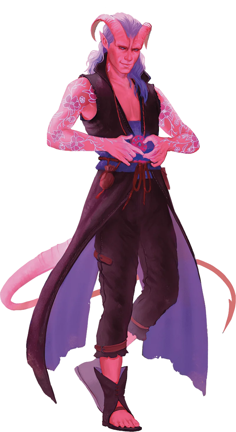 A tiefling warlock calls o...